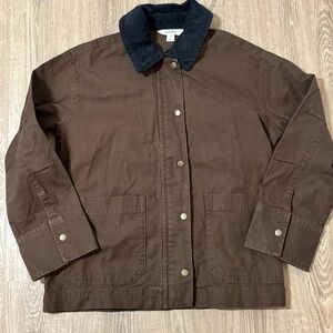 Old Navy Brown Utility Jacket with Black Collar